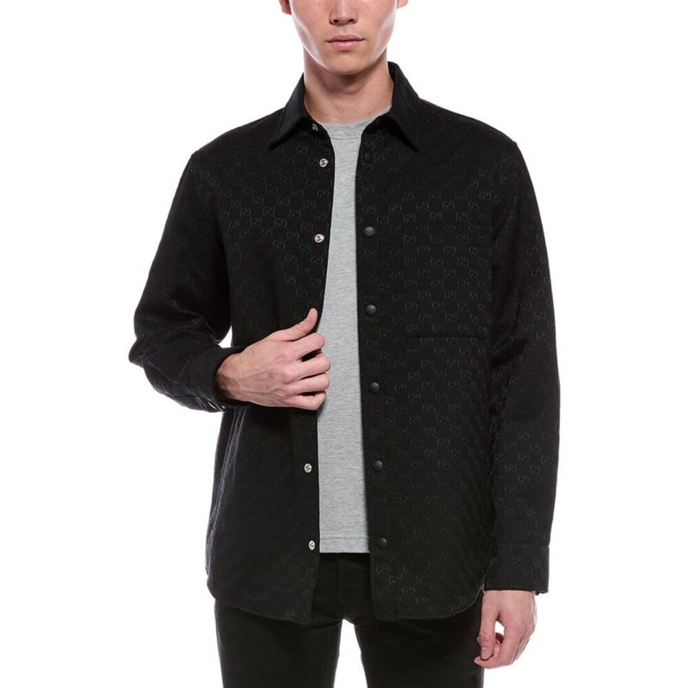 Gucci Mens  Canvas Overshirt, Black